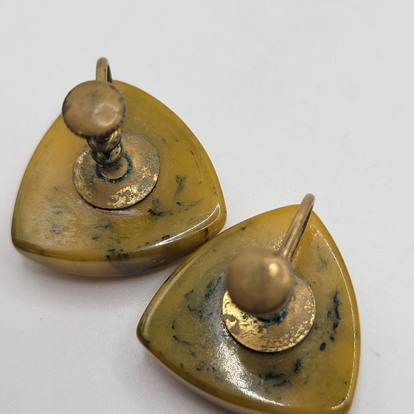 4 VTG Bakelite Earrings | Butterscotch, Cherry, Cocoa, Creamed Spinach | TESTED - Picture 5 of 11